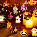 PMMIPNW Halloween LED Fairy String Lights 20LED - Spooky Pumpkin, Witch, Mummy & Cat, 8 Modes with Timer, Designs for Party Decor, Battery Operated Halloween Decorations, 2PACK