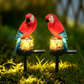 PMMIPNW Solar Parrot Outdoor Light, Garden Pathway Light, Landscape Lights for Patio Garden Outdoor Decoration, Red, 2Pack