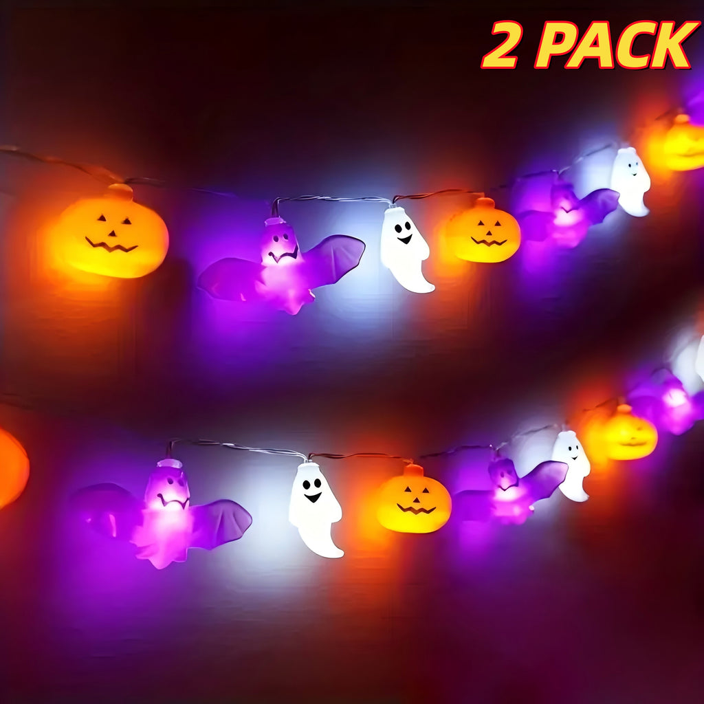 ZOEYKIMLO Halloween String Lights with Pumpkin, Bat, 10Ft 20 LED Battery Operated with 8 Modes Timer for Home Porch Fence Party Halloween Decoration, 2 Pack