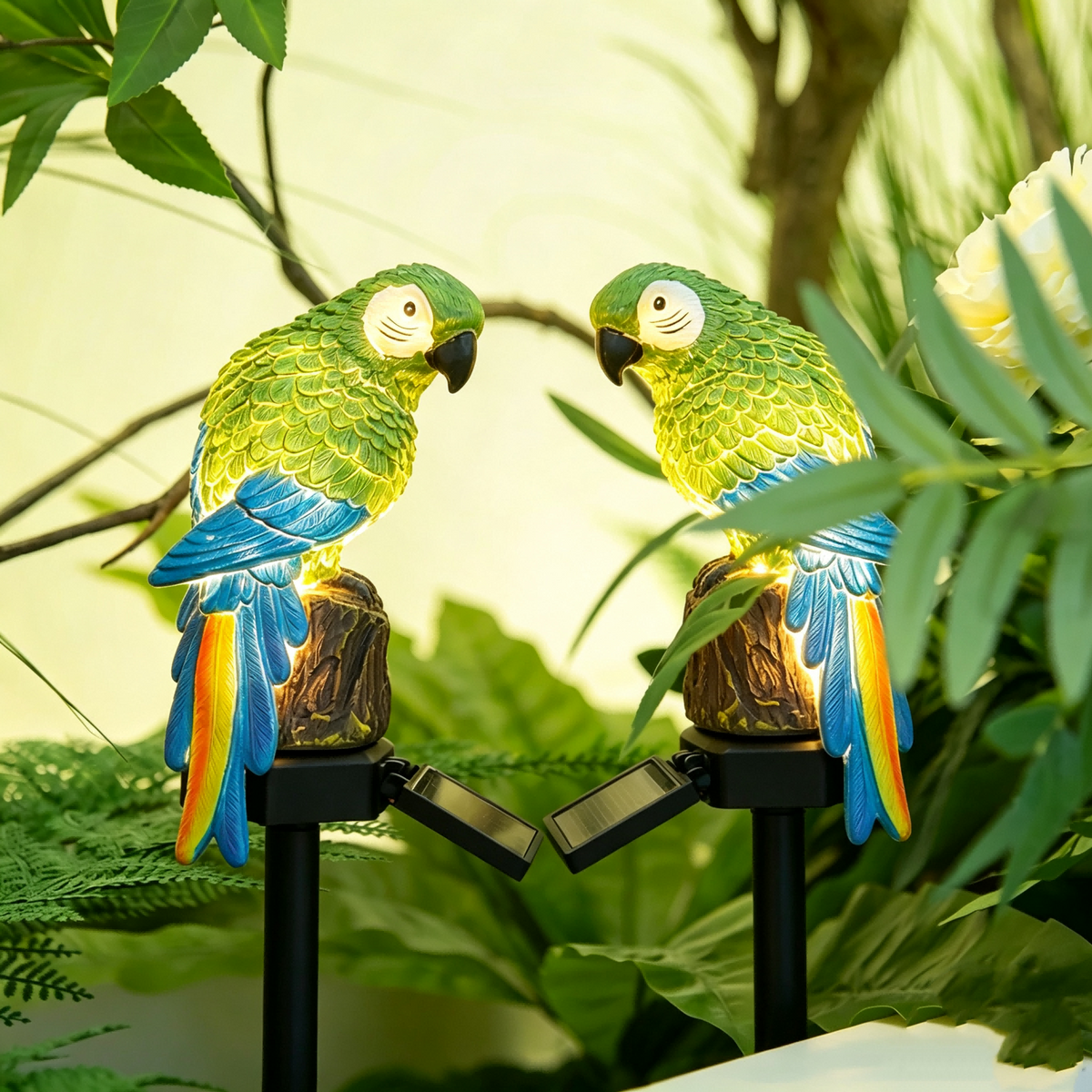 ZOEYKIMLO Solar Outdoor Parrot Lights, Garden Solar light Decoration, Outdoor Solar Light Crafts Animal for Patio Garden Pathway Lanscape, Green, 2Pack