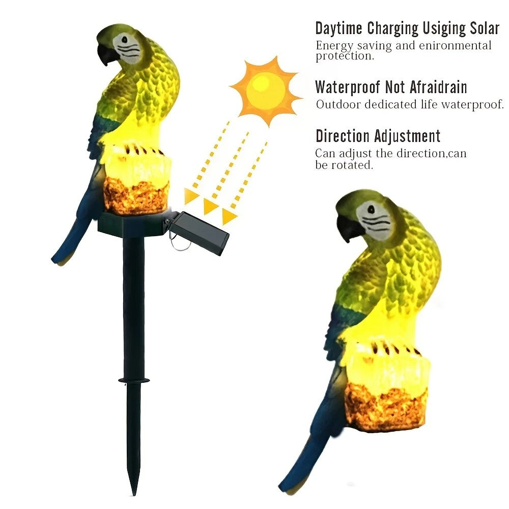 ZOEYKIMLO Solar Outdoor Parrot Lights, Garden Solar light Decoration, Outdoor Solar Light Crafts Animal for Patio Garden Pathway Lanscape, Green