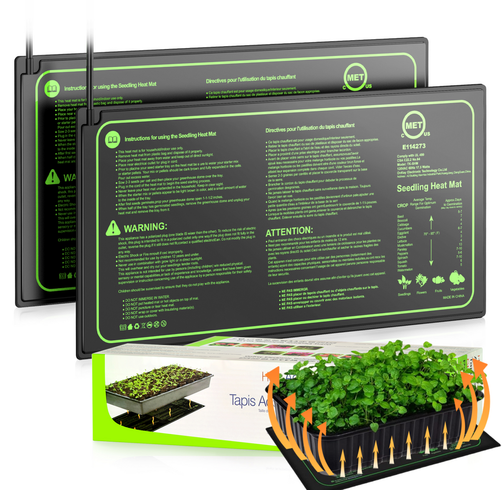 AVOXEZOR 2 Pack Seedling Heat Mat 10" x 20" MET Standard, Durable Waterproof Warm Hydroponic Heating Pad for Home Gardening Seed Start Climbing pet