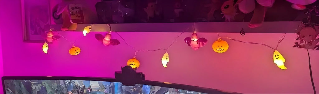 ZOEYKIMLO Halloween String Lights with Pumpkin, Bat, 10Ft 20 LED Battery Operated with 8 Modes Timer for Home Porch Fence Party Halloween Decoration, 2 Pack