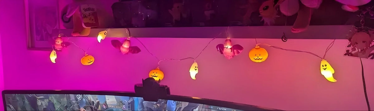 ZOEYKIMLO Halloween String Lights with Pumpkin, Bat, 10Ft 20 LED Battery Operated with 8 Modes Timer for Home Porch Fence Party Halloween Decoration, 2 Pack