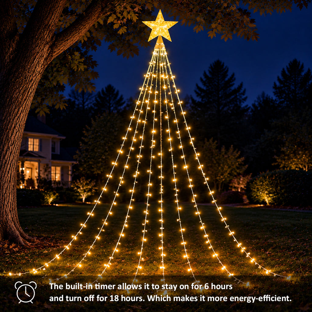 AVOXEZOR Christmas String Lights for Tree, 180 LEDs Christmas Tree Lights with 8 Modes Timer, Waterproof Fairy Lights for Christmas Tree Wall Indoor Outdoor Decor, Warm White