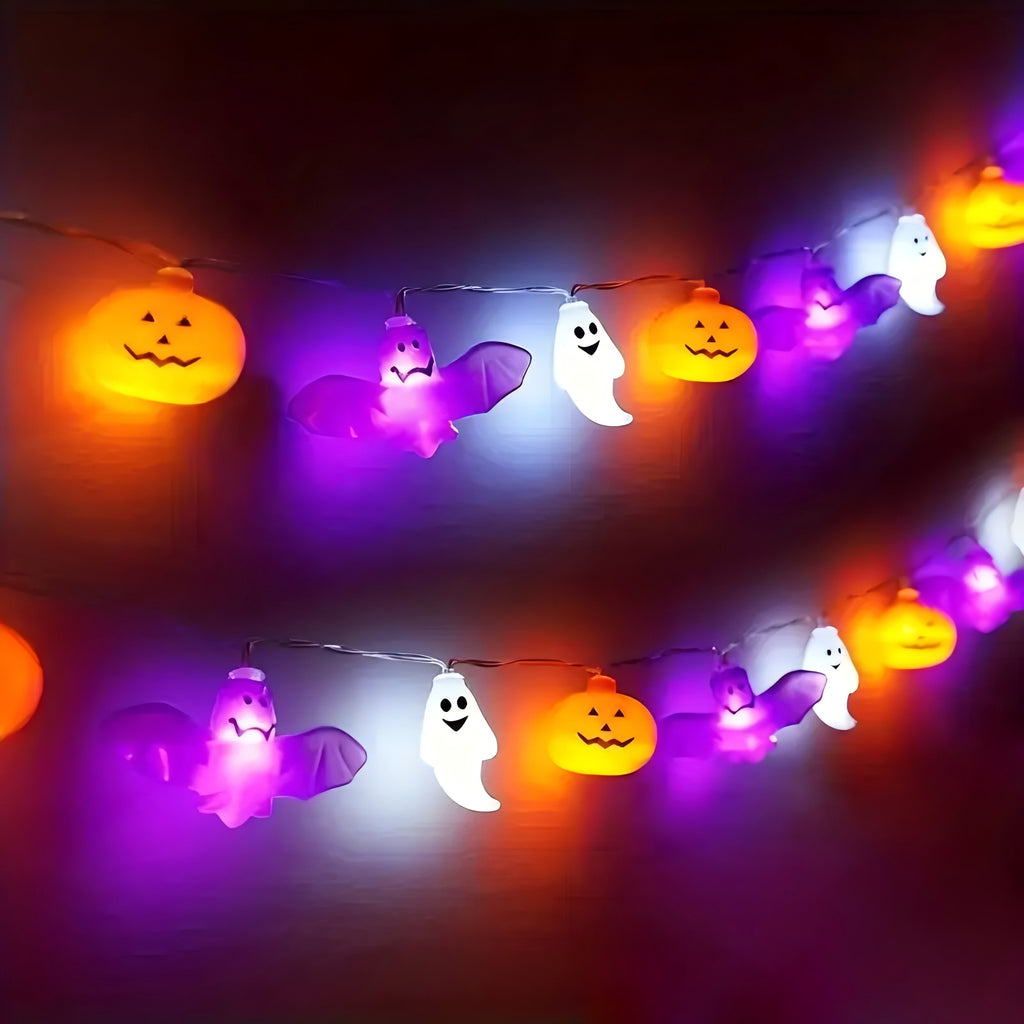 ZOEYKIMLO Halloween String Lights with Pumpkin, Bat, 10Ft 20 LED Battery Operated with 8 Modes Timer for Home Porch Fence Party Halloween Decoration, 2 Pack