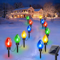AVOXEZOR Christmas Light, C9 Solar Outdoor Christmas Decoration Lights 12LED with Big Bulbs, Waterproof Christmas String Light Ground Plug Lights for Patio Garden Lawn, 2Pack