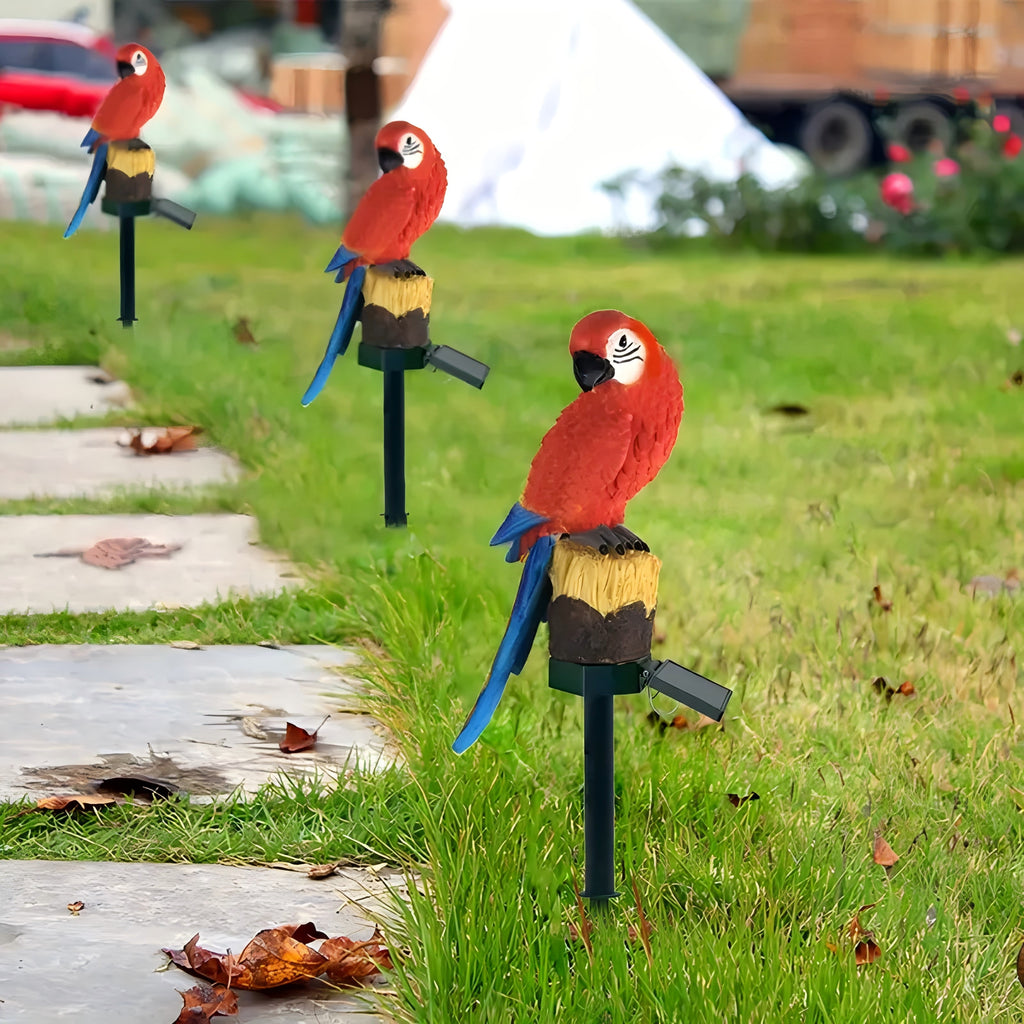 PMMIPNW Solar Parrot Outdoor Light, Garden Pathway Light, Landscape Lights for Patio Garden Outdoor Decoration, Red, 2Pack