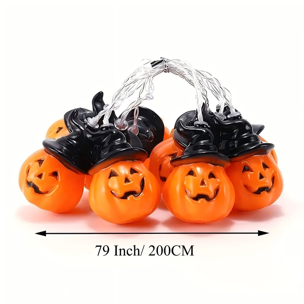 PMMIPNW Halloween Decoration Pumpkin String Lights 20LED, 2Modes joyful Pumpkin String Lights Wizard Hat Halloween Light String 10FT for Home Party Decor