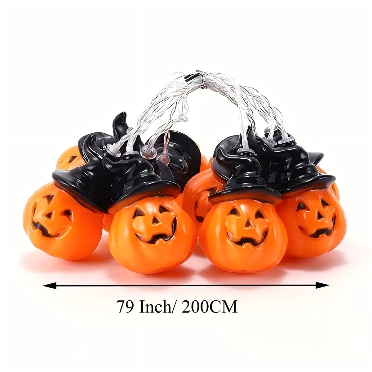 PMMIPNW Halloween Decoration Pumpkin String Lights 20LED, 2Modes joyful Pumpkin String Lights Wizard Hat Halloween Light String 10FT for Home Party Decor