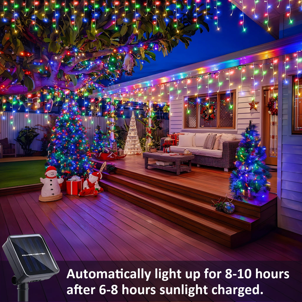 AVOXEZOR 25FT Christmas Light 96LED, Solar Icicle Lights for Outside ...