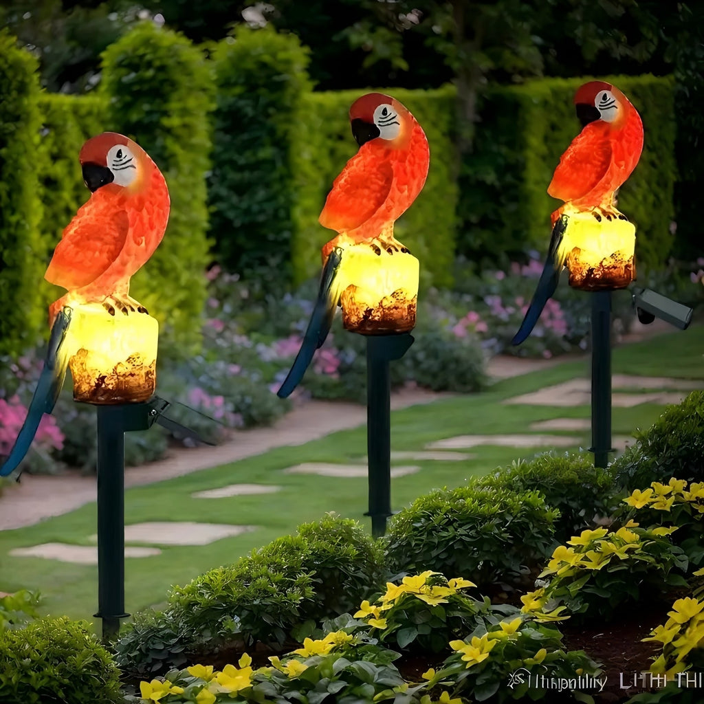 PMMIPNW Solar Parrot Outdoor Light, Garden Pathway Light, Landscape Lights for Patio Garden Outdoor Decoration, Red, 2Pack