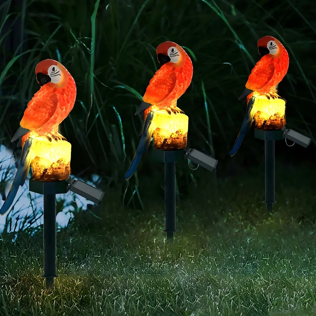ZOEYKIMLO Solar Outdoor Parrot Lights, Garden Solar light Decoration, Outdoor Solar Light Crafts Animal for Patio Garden Pathway Lanscape, Red, 2Pack