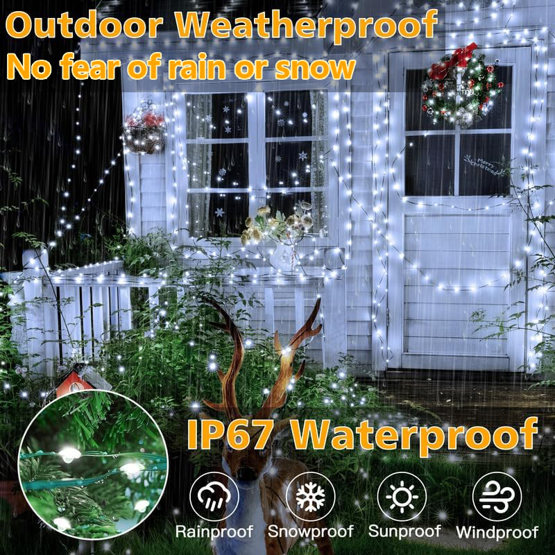 AVOXEZOR Christmas Lights Outdoor, 207FT 600 LED IP67 Waterproof Chris ...