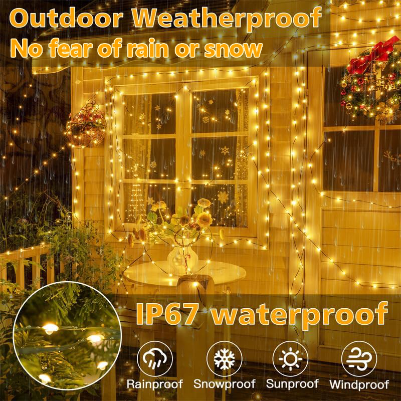 AVOXEZOR Christmas Lights Outdoor, 207FT 600 LED IP67 Waterproof Chris ...