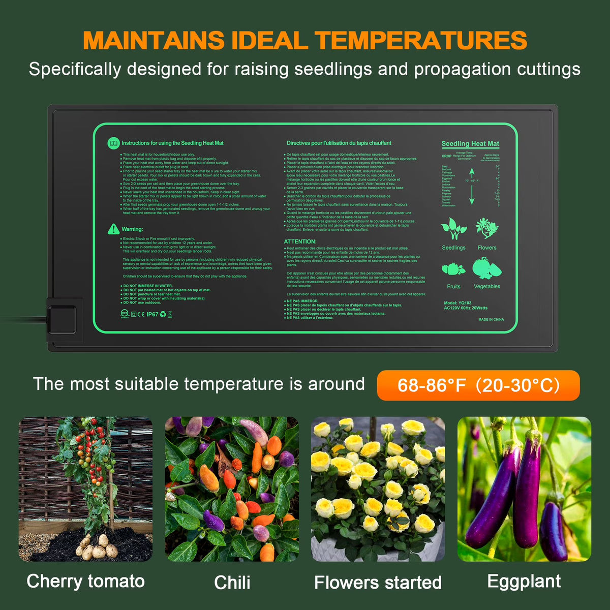 TGOEET 2 Pack Seedling Heat Mat Durable Waterproof 10" x 20.75", Hydroponic Heating Pad UL & MET-Certified for Seed Starting Greenhouse, Germination, Home Gardening