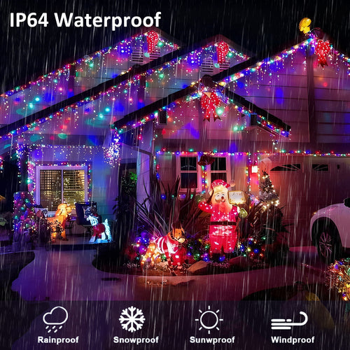 AVOXEZOR 25FT Christmas Light 96LED, Solar Icicle Lights for Outside, Curtain Icicle Lights, Christmas String Lights for House Yard Garden Xmas Decor, Multicolor