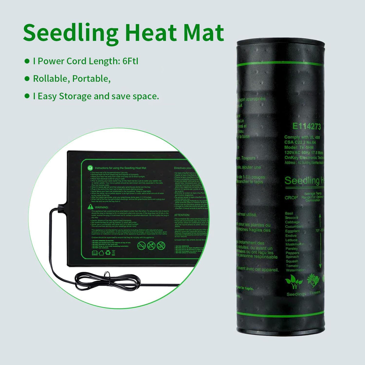 PMMIPNW Seedling Heat Mat 10" x 20.75", Waterproof Warm Hydroponic Heating Pad for Seed Starting, Greenhouse, Germination, 2 Pack