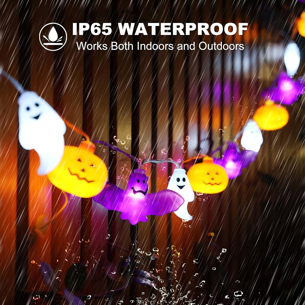 ZOEYKIMLO Halloween String Lights with Pumpkin, Bat, 10Ft 20 LED Battery Operated with 8 Modes Timer for Home Porch Fence Party Halloween Decoration, 2 Pack