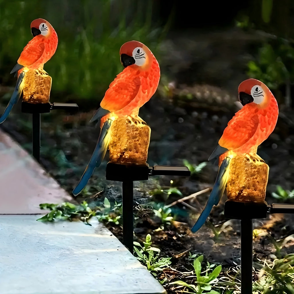 ZOEYKIMLO Solar Outdoor Parrot Lights, Garden Solar light Decoration, Outdoor Solar Light Crafts Animal for Patio Garden Pathway Lanscape, Red, 2Pack