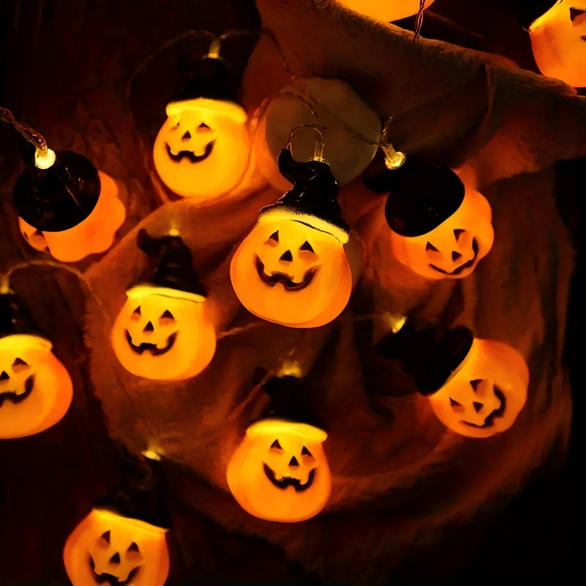 PMMIPNW Halloween Decoration Pumpkin String Lights 20LED, 2Modes joyful Pumpkin String Lights Wizard Hat Halloween Light String 10FT for Home Party Decor
