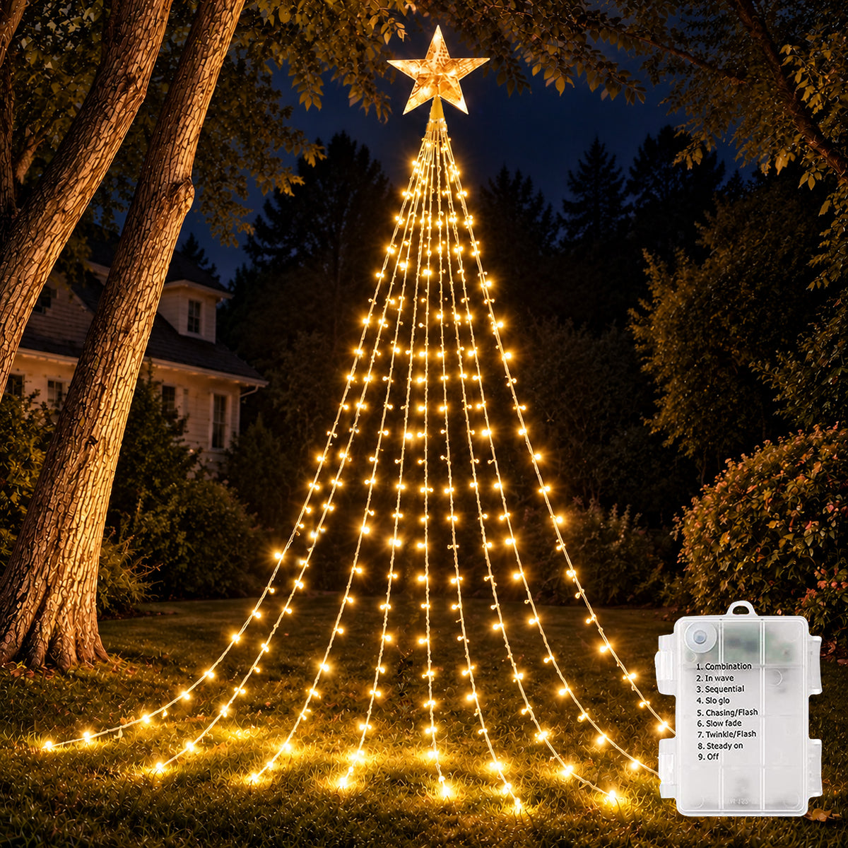 AVOXEZOR Christmas String Lights for Tree, 180 LEDs Christmas Tree Lights with 8 Modes Timer, Waterproof Fairy Lights for Christmas Tree Wall Indoor Outdoor Decor, Warm White