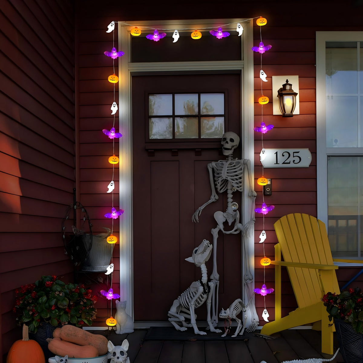 ZOEYKIMLO Halloween String Lights with Pumpkin, Bat, 10Ft 20 LED Battery Operated with 8 Modes Timer for Home Porch Fence Party Halloween Decoration, 2 Pack