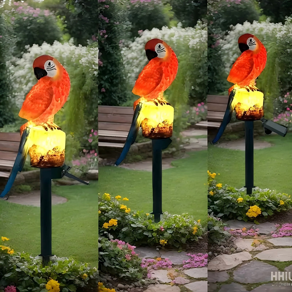 PMMIPNW Solar Parrot Outdoor Light, Garden Pathway Light, Landscape Lights for Patio Garden Outdoor Decoration, Red, 2Pack