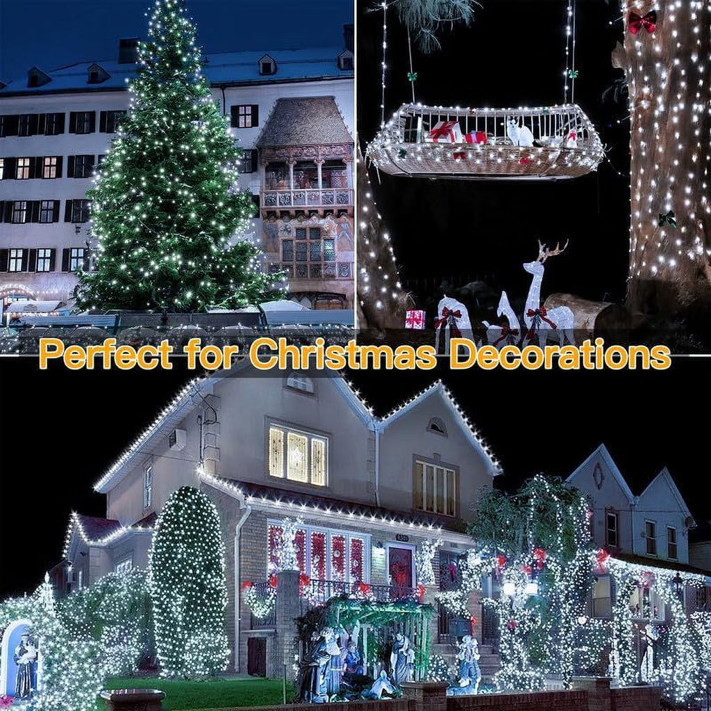 AVOXEZOR Christmas Lights Outdoor, 340FT 1000 LED IP67 Waterproof Christmas Tree Lights with 8 Modes Remote Timer for Indoor House Pation Outdoor Xmas Decorations, Cool White