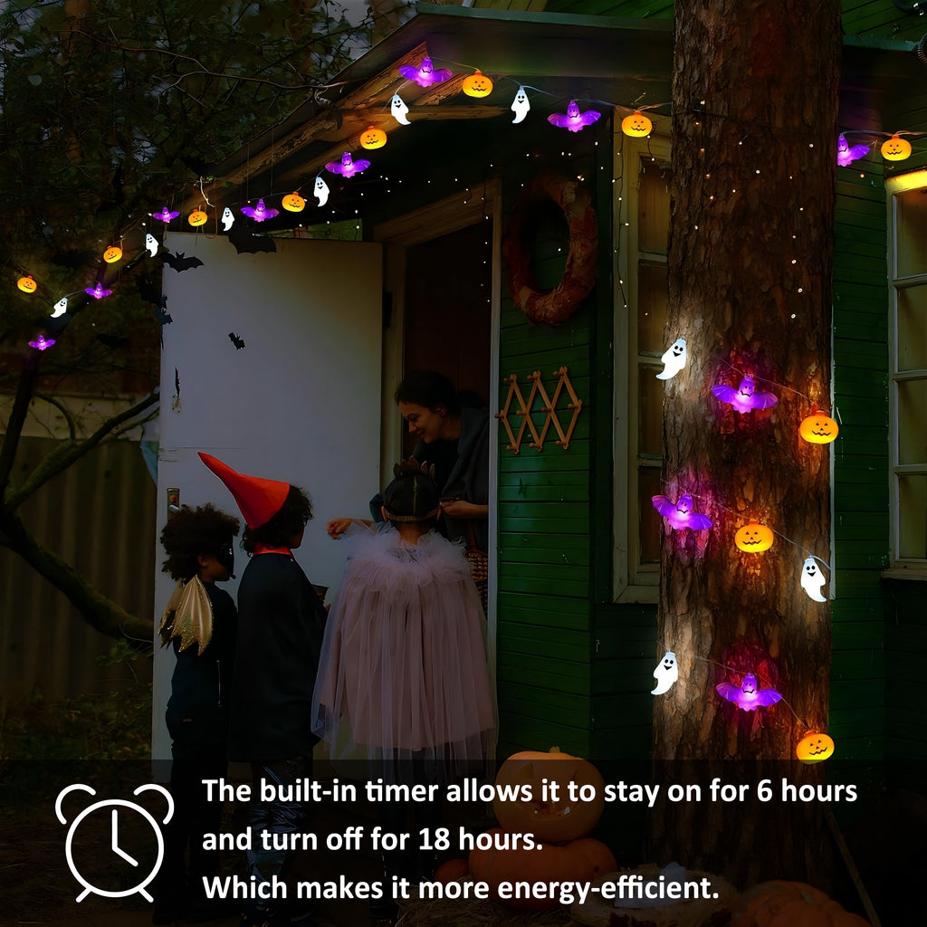 ZOEYKIMLO Halloween String Lights with Pumpkin, Bat, 10Ft 20 LED Battery Operated with 8 Modes Timer for Home Porch Fence Party Halloween Decoration, 2 Pack