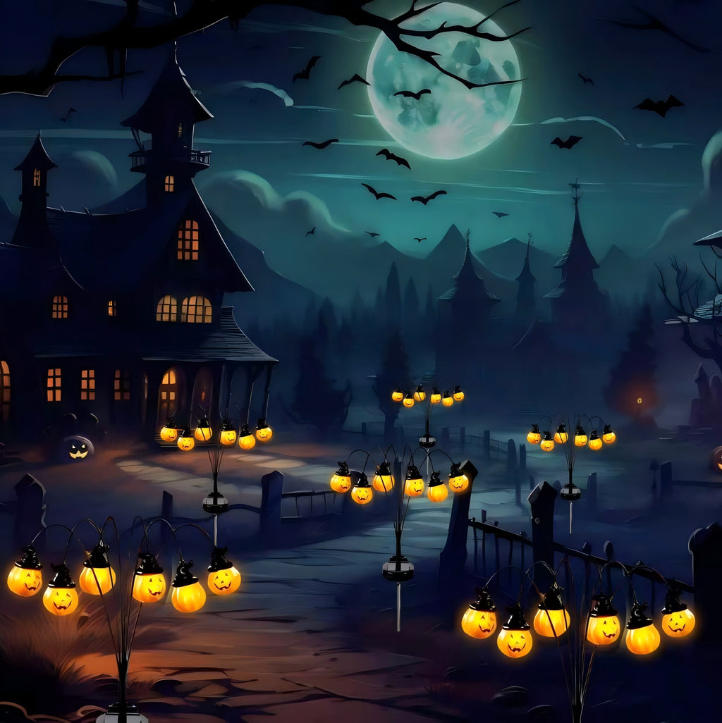 ZOEYKIMLO Halloween Solar Light 2 Pack, Pumpkin Stake Lights Orange Jack-O-Lantern Solar Decorative Pathway Lights 2 Modes For Garden Lawn Yard Patio