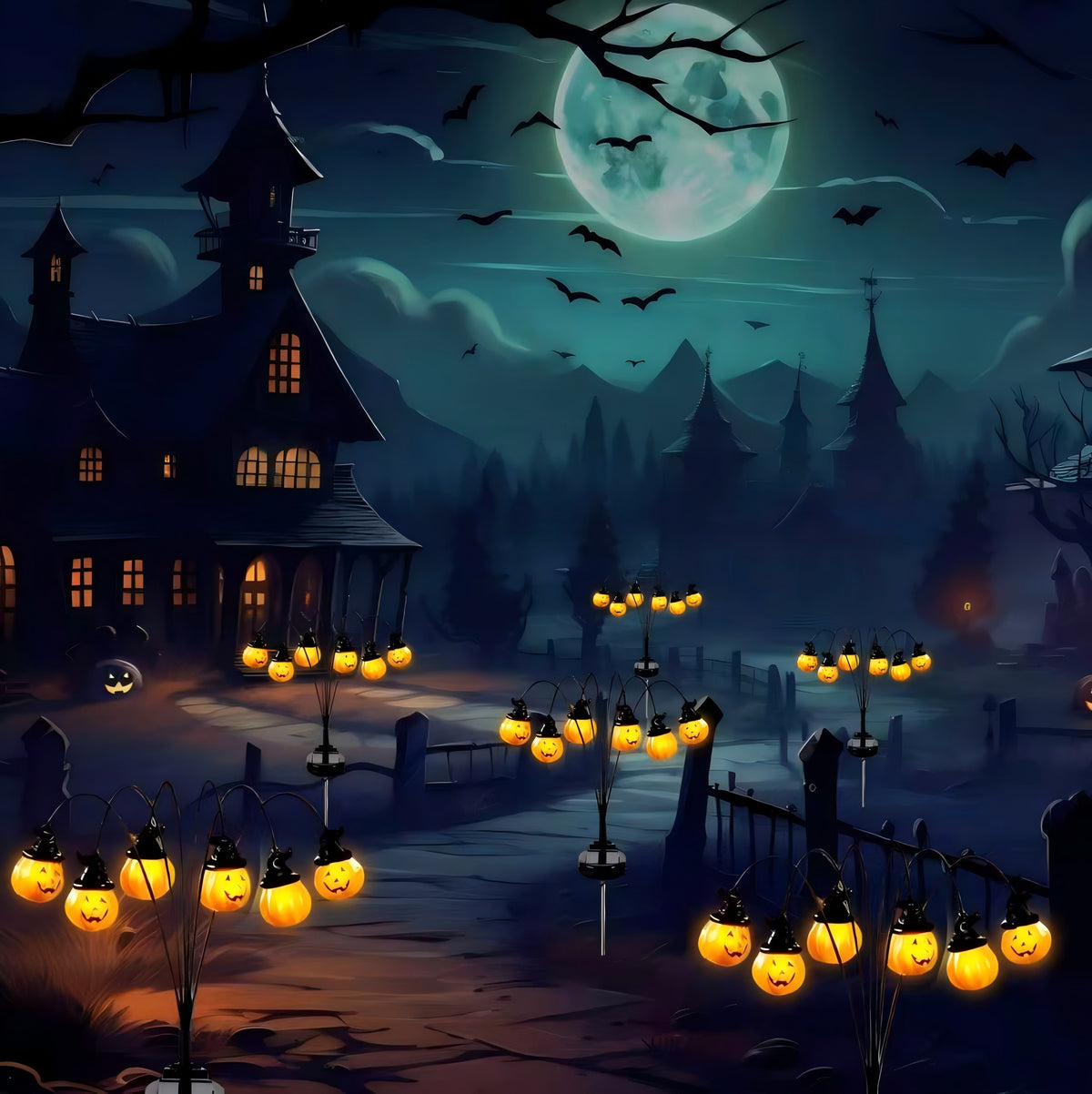 ZOEYKIMLO Halloween Solar Light 2 Pack, Pumpkin Stake Lights Orange Jack-O-Lantern Solar Decorative Pathway Lights 2 Modes For Garden Lawn Yard Patio