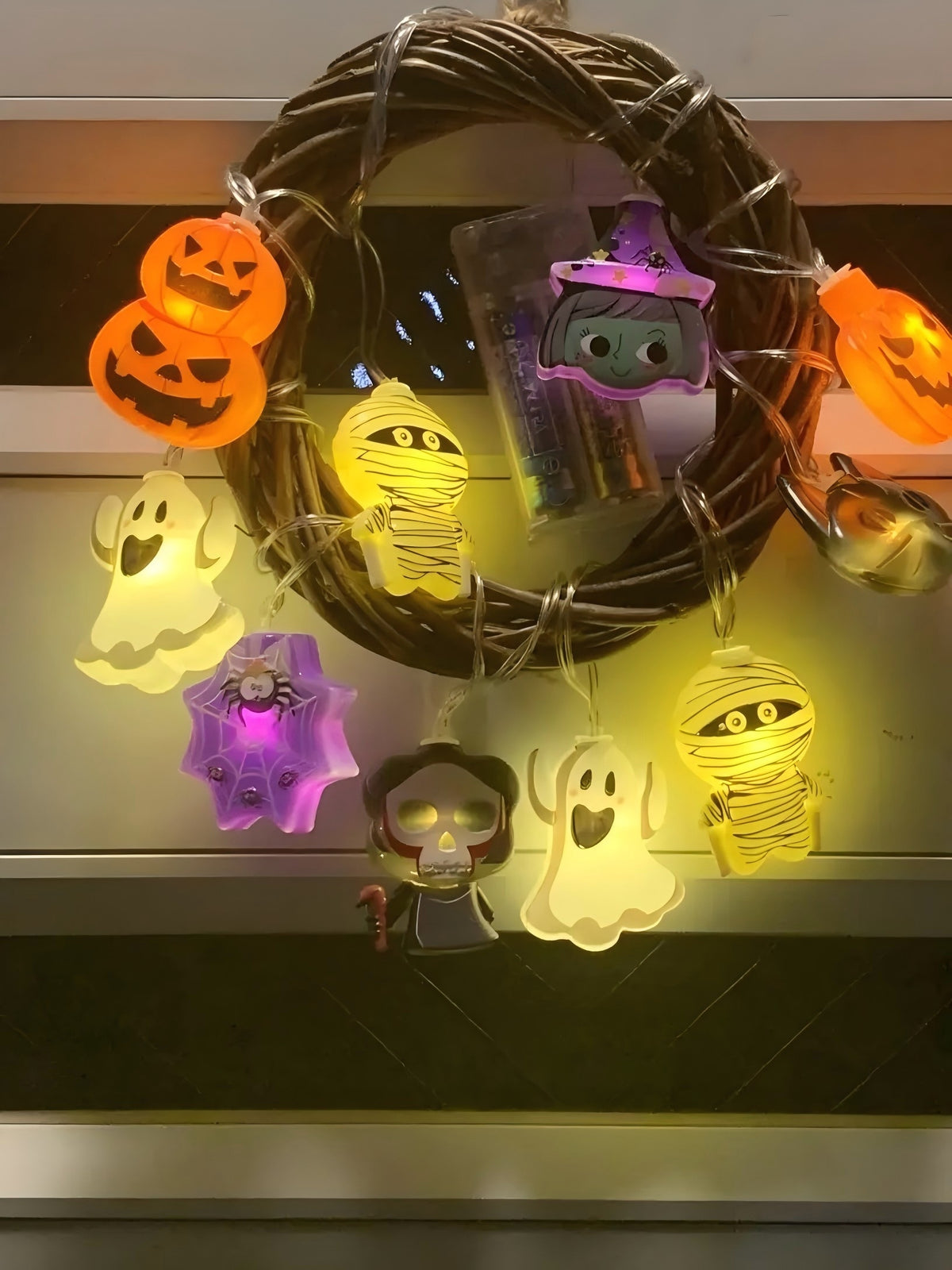 PMMIPNW Halloween LED Fairy String Lights 20LED - Spooky Pumpkin, Witch, Mummy & Cat, 8 Modes with Timer, Designs for Party Decor, Battery Operated Halloween Decorations, 2PACK