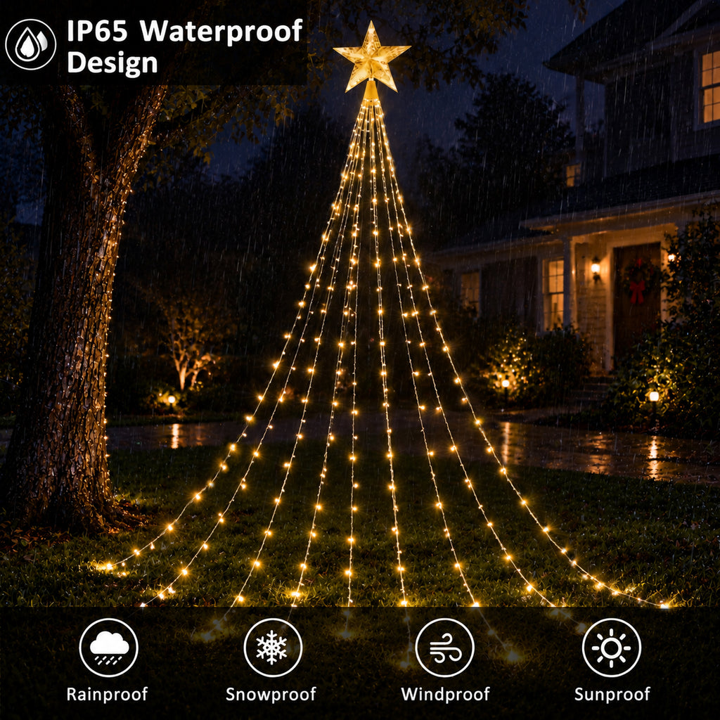 AVOXEZOR Christmas String Lights for Tree, 180 LEDs Christmas Tree Lights with 8 Modes Timer, Waterproof Fairy Lights for Christmas Tree Wall Indoor Outdoor Decor, Warm White