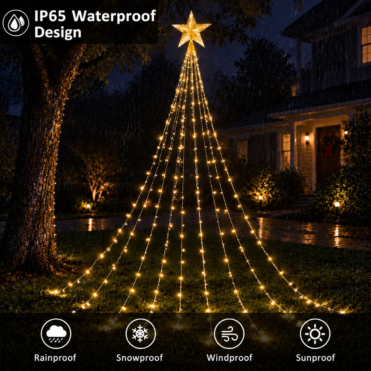 AVOXEZOR Christmas String Lights for Tree, 180 LEDs Christmas Tree Lights with 8 Modes Timer, Waterproof Fairy Lights for Christmas Tree Wall Indoor Outdoor Decor, Warm White
